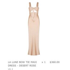 Cutout Tie Front Sweetheart Neck Slit La Lune Bow Tie Maxi Dress Desert Rose